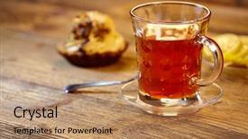  Presentation with rustic herbs on wood - Cool new slide set with home brewing - glass of hot tea backdrop and a  colored foreground