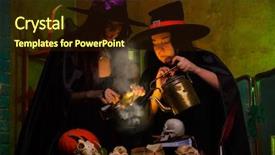  Presentation with witches - Cool new slide set with home brewing - picture of witches with pot backdrop and a wine colored foreground