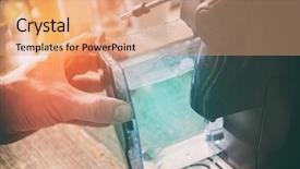  Presentation with coffee container - Slide deck consisting of home brewing - water refill in coffee machine background and a coral colored foreground