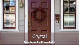  Presentation with simple burgundy - PPT theme with home burgundy door with wreath background and a tawny brown colored foreground