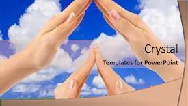  Presentation with nature - Slides enhanced with home business protection - house made of hands background and a coral colored foreground