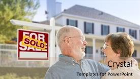  Presentation with senior couple - Slides having american football player running with the ball isolated on a gray background background and a light gray colored foreground