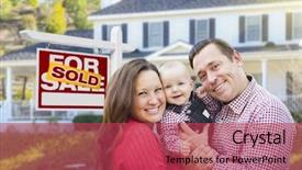  Presentation with real estate - PPT layouts having home buyer - happy young family in front background and a red colored foreground