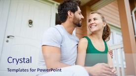  Presentation with happy birthday for husband - Colorful presentation theme enhanced with home buyer - happy young woman looking backdrop and a sky blue colored foreground