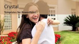  Presentation with real estate lending - Colorful PPT layouts enhanced with home buyer - real estate couple showing keys backdrop and a coral colored foreground