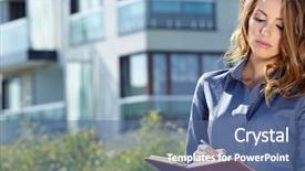  Presentation with real estate purchase - Cool new presentation with home buying selling - attractive real estate agent woman backdrop and a  colored foreground