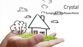  Presentation with real estate lending - Beautiful presentation theme featuring home buying selling - real estate idea holding house backdrop and a white colored foreground