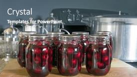  Presentation with sweet - Slide deck with home-canned-dark-red-sweet background and a  colored foreground