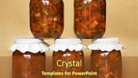  Presentation with italian - Colorful slides enhanced with home-canned-italian-bruschetta backdrop and a tawny brown colored foreground