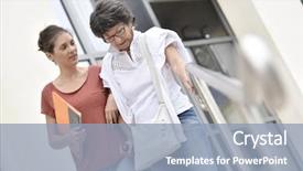  Presentation with carer - Audience pleasing PPT layouts consisting of home carer helping disabled woman backdrop and a light blue colored foreground