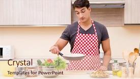  Presentation with gardening healthy food cooking - Beautiful slide deck featuring home catering - man male cook preparing food backdrop and a lemonade colored foreground