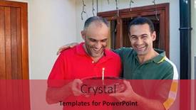  Presentation with birthday celebration - Colorful presentation theme enhanced with home-celebration-in-the-backyard backdrop and a red colored foreground