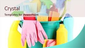  Presentation with chemical safety - Colorful presentation theme enhanced with home chemical safety - cleaning items in bucket isolated backdrop and a lemonade colored foreground