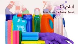  Presentation with chemical safety - Colorful PPT theme enhanced with home chemical safety - cleaning items isolated on white backdrop and a lemonade colored foreground