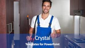  Presentation with pest control - Presentation theme having home chemical safety - man doing pest control background and a ocean colored foreground