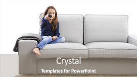  Presentation with control - Cool new presentation with home cinema - little girl holding a tv backdrop and a gray colored foreground