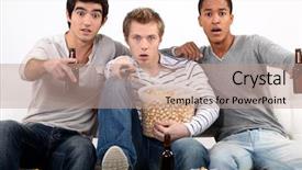  Presentation with horror movie - Amazing theme having home cinema - men watching a horror movie backdrop and a coral colored foreground