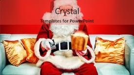  Presentation with christmas red - Slides having home cinema - traditional santa claus sitting background and a red colored foreground