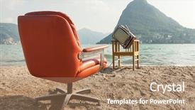  Presentation with decor - Amazing PPT theme having home cinema - vintage decor on the lake backdrop and a coral colored foreground