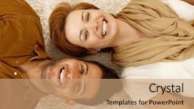  Presentation with happy birthday card brother - PPT theme featuring home closing - attractive young couple lying background and a coral colored foreground