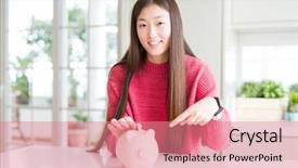  Presentation with asian foods - PPT theme enhanced with home coins - beautiful asian woman putting background and a coral colored foreground