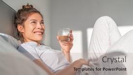  Presentation with bed - Audience pleasing presentation theme consisting of home-comfort-woman-staying backdrop and a coral colored foreground