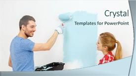  Presentation with family and home love concept - PPT theme having home concept - smiling couple painting background and a  colored foreground