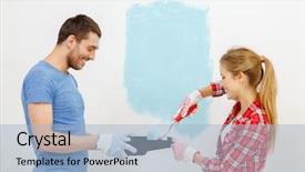  Presentation with repair - PPT layouts featuring home concept - smiling couple painting background and a  colored foreground