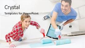  Presentation with family and home love concept - Presentation design featuring repair building and home concept background and a white colored foreground