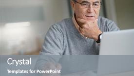  Presentation with at home senior care - Slide deck featuring home connected on laptop computer background and a gray colored foreground