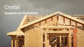  Presentation with construction - Cool new slides with home construction framing with ominous backdrop and a gray colored foreground
