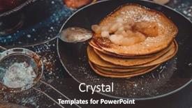  Presentation with jam - Slide set consisting of home-cooked pancakes with apple jam background and a tawny brown colored foreground