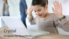  Presentation with girl - Amazing theme having home cwaving at laptop webcamera backdrop and a  colored foreground