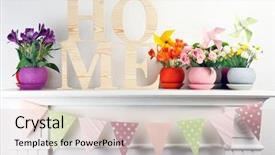 Presentation with decor - Colorful PPT theme enhanced with home decor - beautiful flowers in ornamental flowerpot backdrop and a lemonade colored foreground