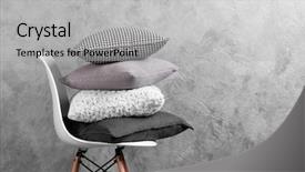  Presentation with decor - PPT theme with home decor - few pillows on chair background and a light gray colored foreground