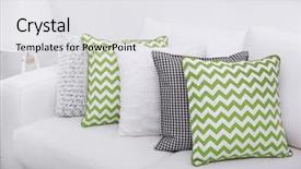  Presentation with decor - Slide set consisting of home decor - sofa with colorful pillows background and a white colored foreground