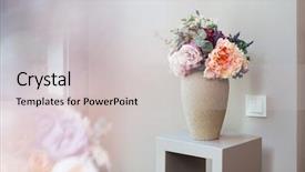  Presentation with flowers vase - Presentation theme consisting of home decor - vase with beautiful fresh flowers background and a light gray colored foreground