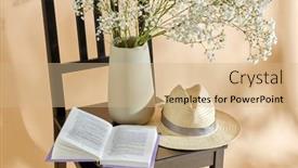  Presentation with beige book - Slide set having home-decor-and-design-concept background and a coral colored foreground