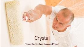  Presentation with interior decorating home - Slide set consisting of home decorating mature man painting background and a  colored foreground