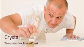  Presentation with man door - PPT theme with  background and a  colored foreground