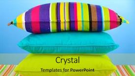  Presentation with blue - Slide deck featuring home decorationg - pillows on blue background background and a gold colored foreground