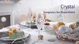  Presentation with christmas dinner - Colorful PPT layouts enhanced with home decorationg - table served for christmas dinner backdrop and a sky blue colored foreground
