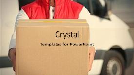  Presentation with courier firm analysis - Audience pleasing slide deck consisting of home delivery - young male courier with parcel backdrop and a lemonade colored foreground