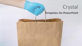  Presentation with grocery bag - Audience pleasing PPT theme consisting of home-delivery-during-covid-19 backdrop and a light gray colored foreground