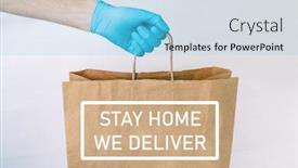  Presentation with deliver - Colorful slide set enhanced with home-delivery-food-grocery-delivered backdrop and a light blue colored foreground