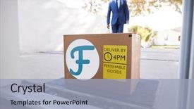  Presentation with food delivery - Colorful presentation design enhanced with home delivery in cardboard box backdrop and a light blue colored foreground