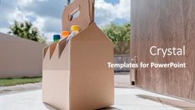  Presentation with cardboard - Presentation design featuring home-delivery-of-water background and a coral colored foreground