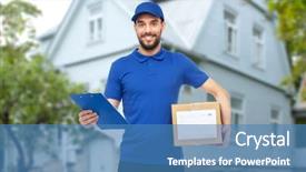  Presentation with logistics - Theme enhanced with home delivery service mail logistics background and a  colored foreground
