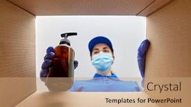  Presentation with beauty products - Colorful PPT theme enhanced with home-delivery-shipping-and-pandemic backdrop and a  colored foreground