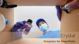  Presentation with beauty products - Colorful slide set enhanced with home-delivery-shipping-and-pandemic backdrop and a coral colored foreground